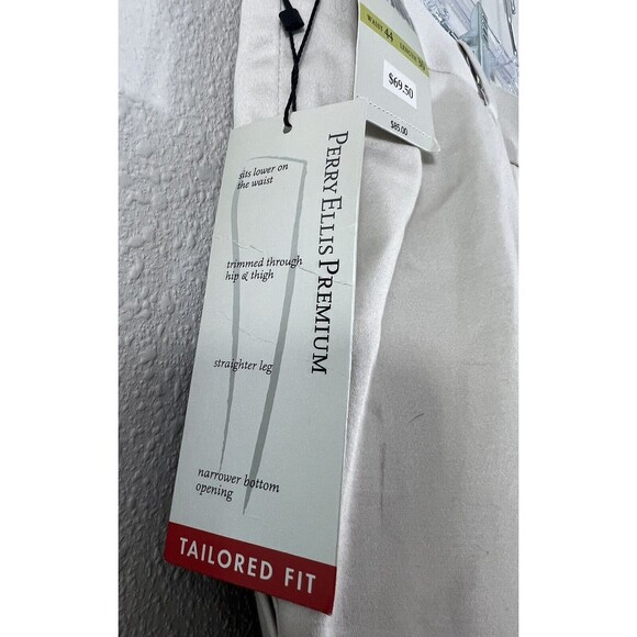 Perry Ellis Mens Premium Twill Khaki No Iron Cotton Pants Size 44x30 - Picture 7 of 12